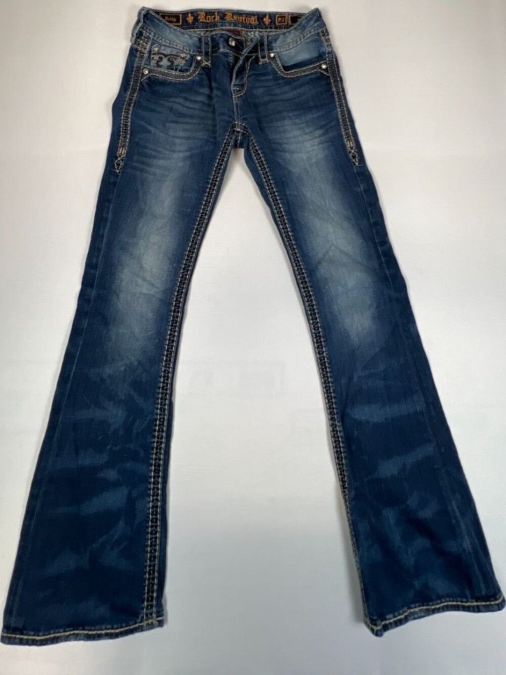 Rock Revival Women 27 Betty Bootcut Jeans Blue Rhinestone Betty